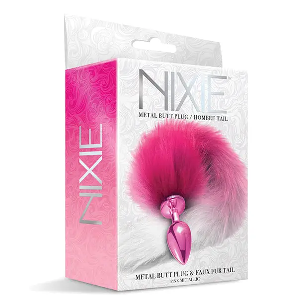Nixie Metal Butt Plug w/Faux Fur Tail - Pink Metallic - Anal Products