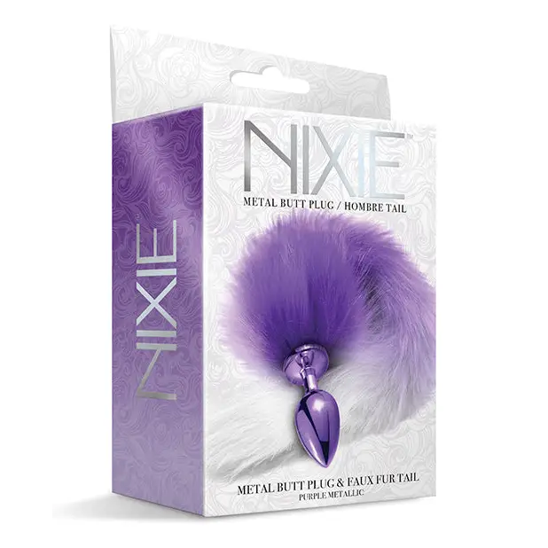 Nixie Metal Butt Plug w/Faux Fur Tail - Purple Metallic - Anal Products