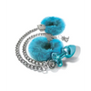 Nixie Metal Butt Plug w/Inlaid Jewel & Fur Cuff Set - Blue Metallic - Bondage Blindfolds & Restraints