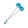 Nixie Metal Butt Plug w/Inlaid Jewel & Fur Cuff Set - Blue Metallic - Bondage Blindfolds & Restraints