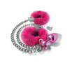 Nixie Metal Butt Plug w/Inlaid Jewel & Fur Cuff Set - Pink Metallic - Bondage Blindfolds & Restraints