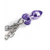 Nixie Metal Butt Plug w/Inlaid Jewel & Fur Cuff Set - Purple Metallic - Bondage Blindfolds & Restraints