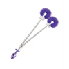 Nixie Metal Butt Plug w/Inlaid Jewel & Fur Cuff Set - Purple Metallic - Bondage Blindfolds & Restraints
