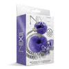 Nixie Metal Butt Plug w/Inlaid Jewel & Fur Cuff Set - Purple Metallic - Bondage Blindfolds & Restraints