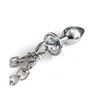 Nixie Metal Butt Plug w/Inlaid Jewel & Fur Cuff Set - Silver Metallic - Bondage Blindfolds & Restraints