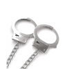 Nixie Metal Butt Plug w/Inlaid Jewel & Fur Cuff Set - Silver Metallic - Bondage Blindfolds & Restraints