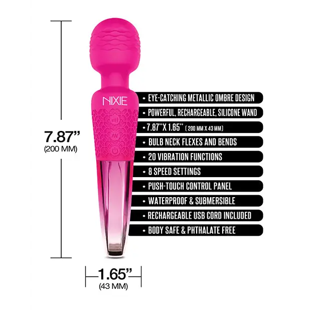 Nixie Rechargeable Wand Massager - Pink Ombre Metallic - Massage Products