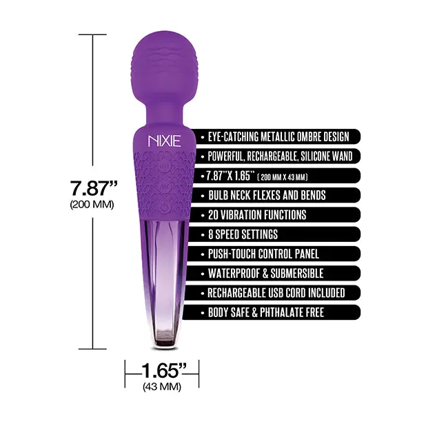 Nixie Rechargeable Wand Massager - Purple Ombre Metallic - Massage Products
