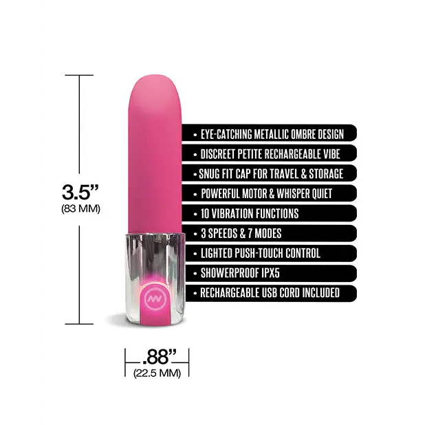 Nixie Smooch Rechargeable Lipstick Vibrator - Pink Ombre