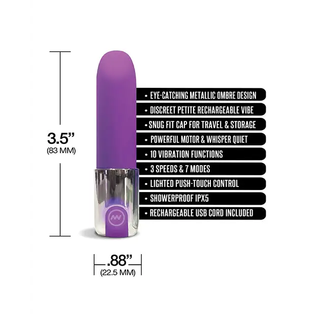 Nixie Smooch Rechargeable Lipstick Vibrator - Purple Ombre