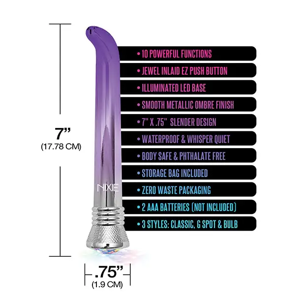 Nixie Waterproof G-Spot Vibe - 10 Function Purple Ombre Glow - Vibrators