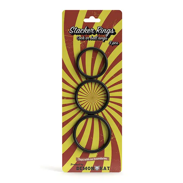 NO ETA Demon Kat Stacker Rings 3 pc Set - Black - Penis Enhancement