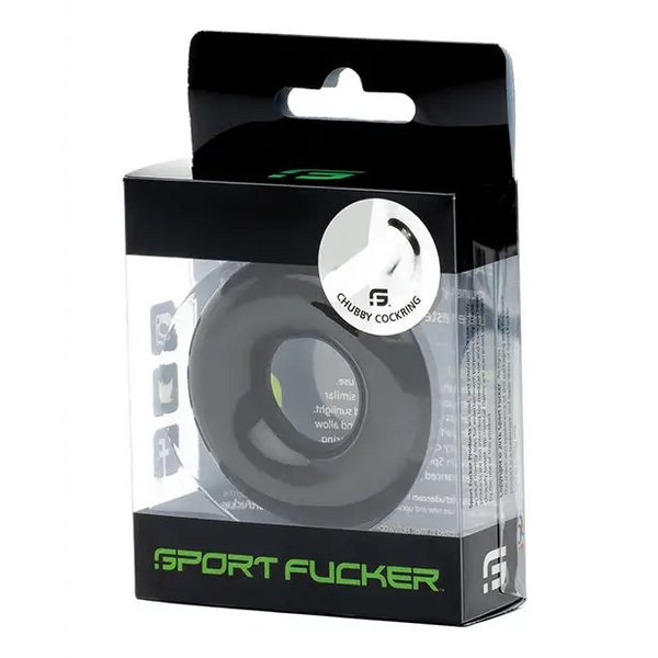 NO ETA=Sport Fucker Chubby Cockring - Black - Penis Enhancement
