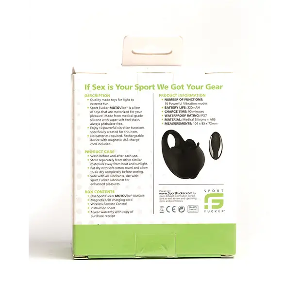 NO ETA =Sport Fucker Motovibe NutSack Vibe w/Remote - Black - Penis Enhancement