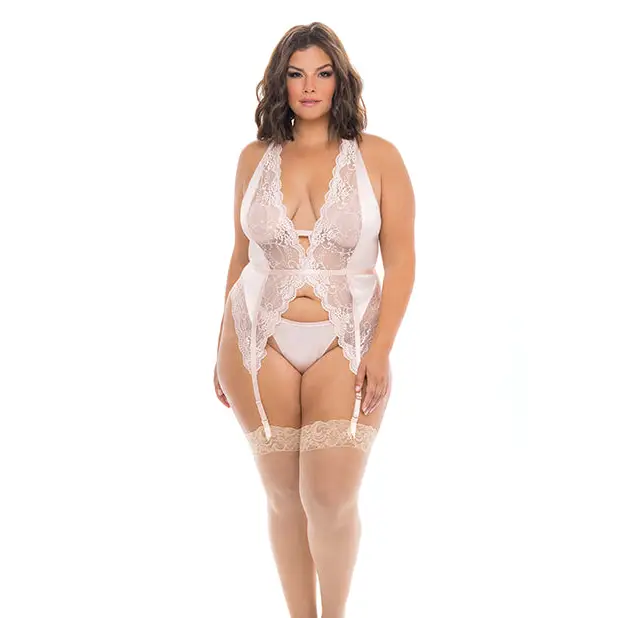 Noah Soft Cup Merrywidow w/Garter Straps & G-String Peach Whip 1X/2X - Lingerie - Plus/Queen - Hanging