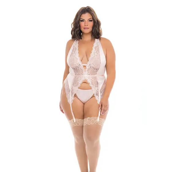Noah Soft Cup Merrywidow w/Garter Straps & G-String Peach Whip 3X/4X - Lingerie - Plus/Queen - Hanging