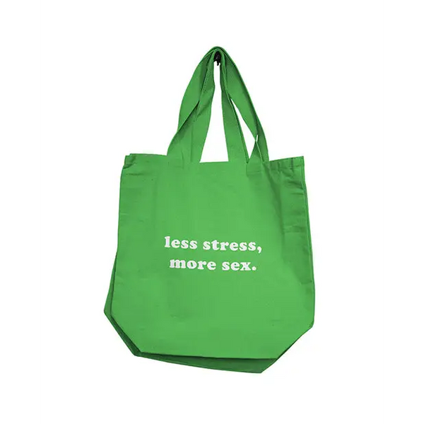 Nobu Less Stress More Sex Reusable Tote - Green - Bachelorette & Party Supplies