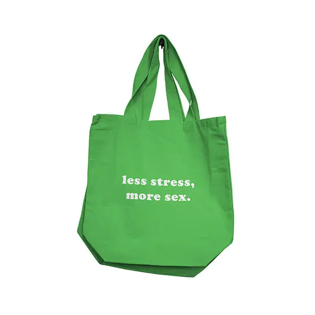 Nobu Less Stress More Sex Reusable Tote - Green - Bachelorette & Party Supplies