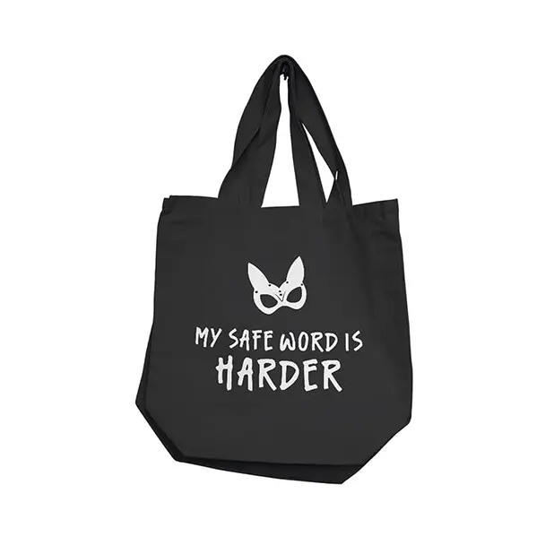 Nobu My Safe Word Is Harder Reusable Tote - Black - Bachelorette & Party Supplies