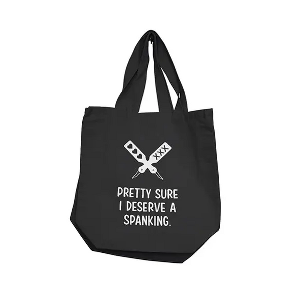 Nobu Pretty Sure I Deserve A Spanking Reusable Tote - Black - Bachelorette & Party Supplies