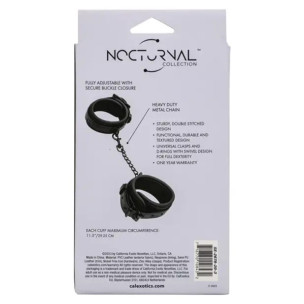 Nocturnal Collection Adjustable Ankle Cuffs - Black - Bondage Blindfolds & Restraints