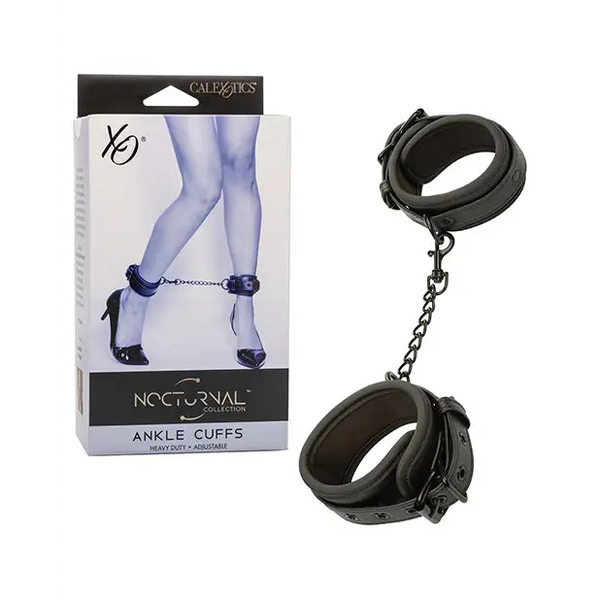 Nocturnal Collection Adjustable Ankle Cuffs - Black - Bondage Blindfolds & Restraints