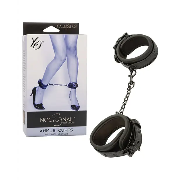 Nocturnal Collection Adjustable Ankle Cuffs - Black - Bondage Blindfolds & Restraints