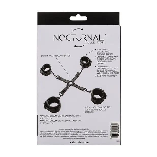 Nocturnal Collection Adjustable Hog Tie - Black - Bondage Blindfolds & Restraints