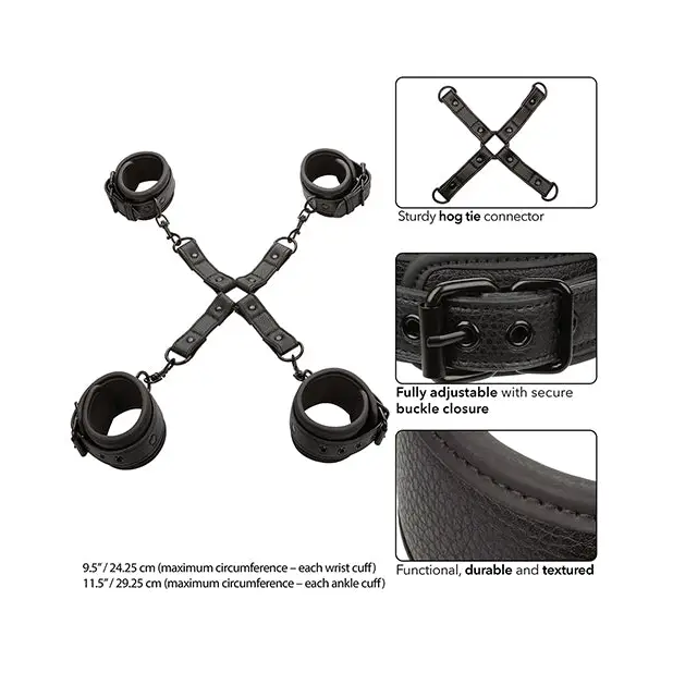 Nocturnal Collection Adjustable Hog Tie - Black - Bondage Blindfolds & Restraints