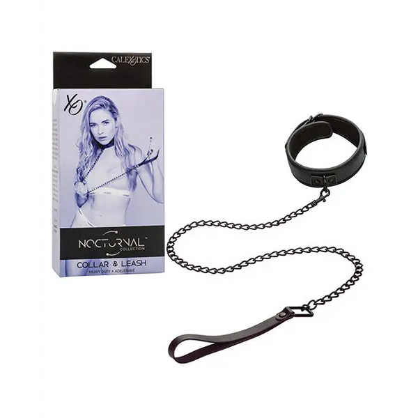 Nocturnal Collection Detachable Collar & Leash - Black - Bondage Blindfolds & Restraints