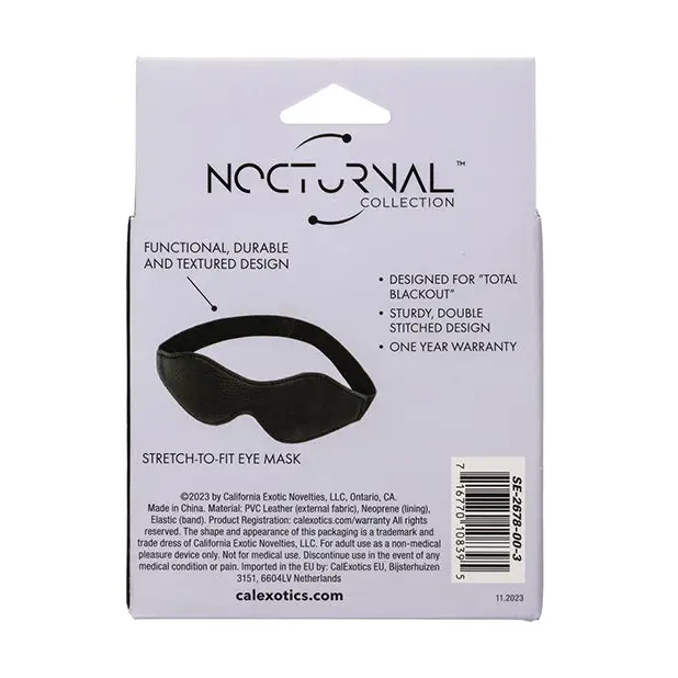Nocturnal Collection Stretch to Fit Eye Mask - Black - Bondage Blindfolds & Restraints