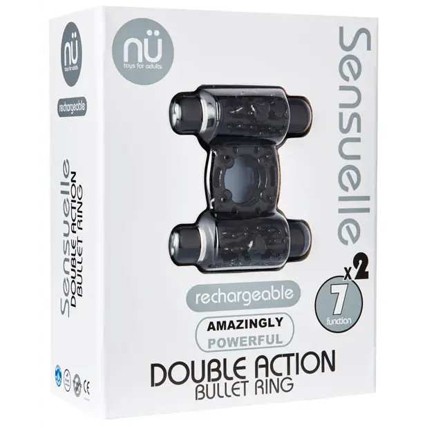 Nu Sensuelle Double Action Cockring 2x7 Function - Black - Penis Enhancement