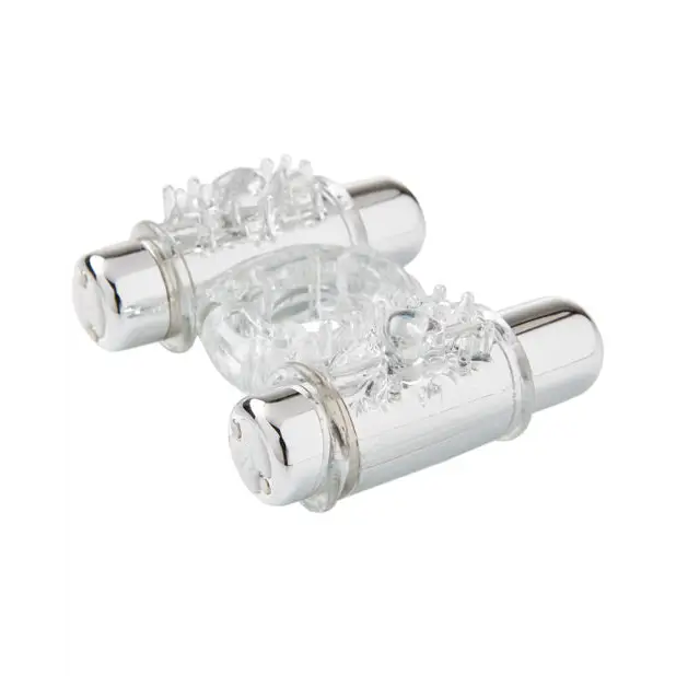 Nu Sensuelle Double Action Cockring 2x7 Function - Clear - Penis Enhancement