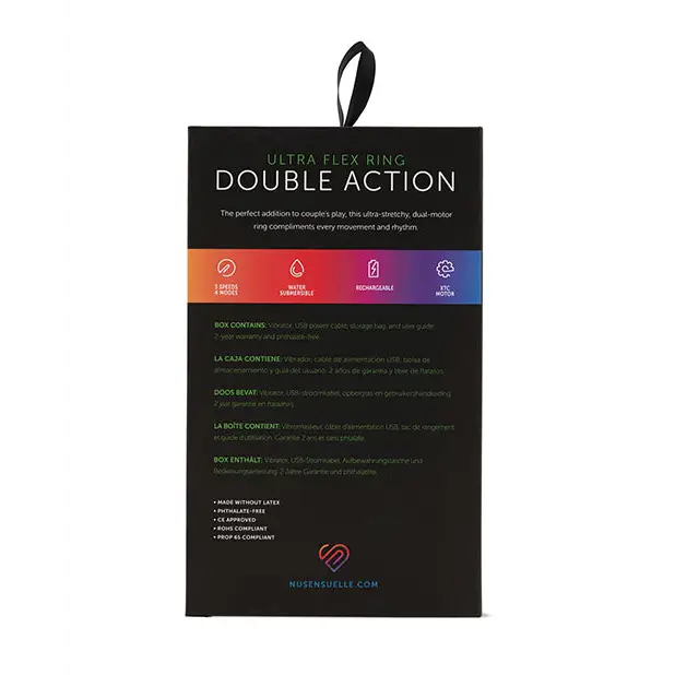 Nu Sensuelle Double Action Cockring 2x7 Function - Clear - Penis Enhancement