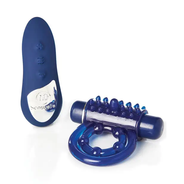 Nu Sensuelle Endure Ultra Flex Remote Control Rechargeable Bullet Ring - Blue - Penis Enhancement