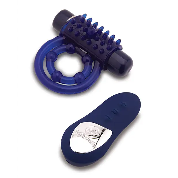 Nu Sensuelle Endure Ultra Flex Remote Control Rechargeable Bullet Ring - Blue - Penis Enhancement