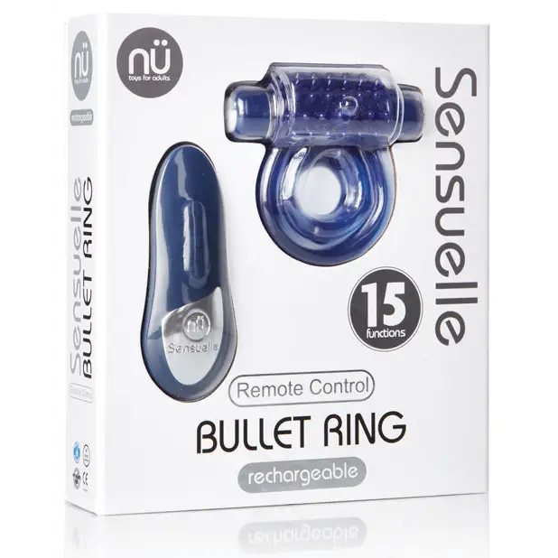 Nu Sensuelle Endure Ultra Flex Remote Control Rechargeable Bullet Ring - Blue - Penis Enhancement