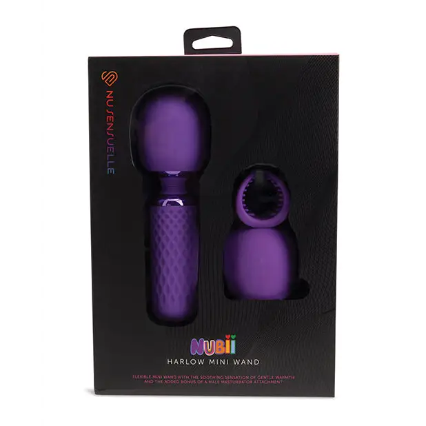Nu Sensuelle Harlow Mini Wand w/Masturbator Attachment - Purple - Massage Products