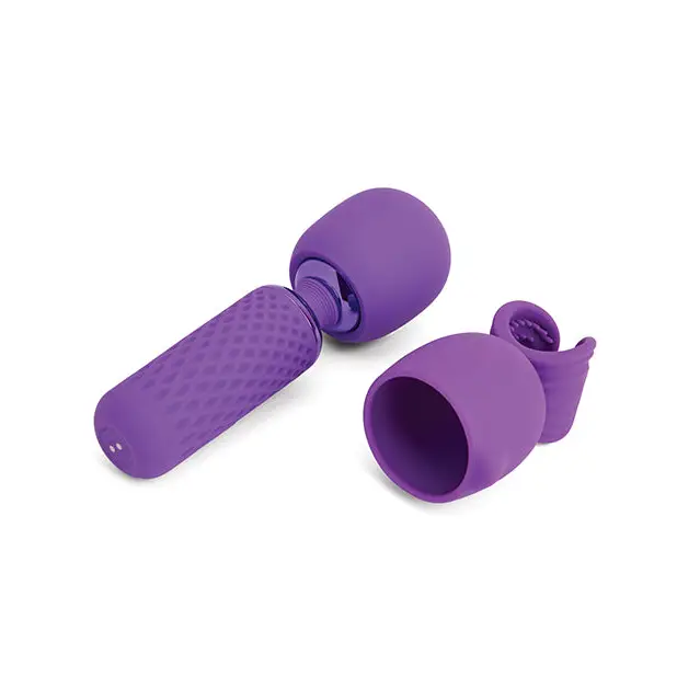 Nu Sensuelle Harlow Mini Wand w/Masturbator Attachment - Purple - Massage Products