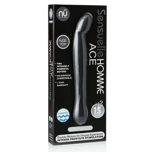 Nu Sensuelle Homme Ace Rechargeable Prostate Massager - Black - Anal Products