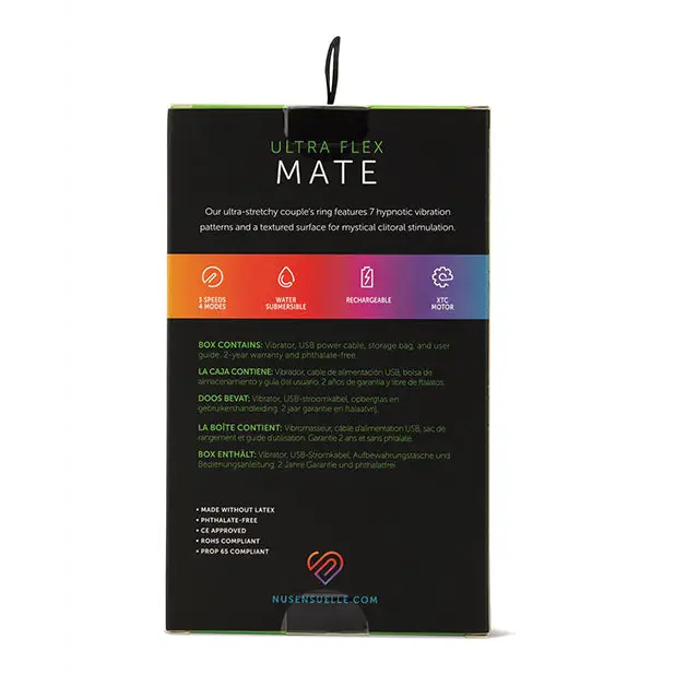 Nu Sensuelle Mate Ultra Bullet Ring Cockring 7 Function - Black - Penis Enhancement