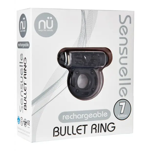 Nu Sensuelle Mate Ultra Bullet Ring Cockring 7 Function - Black - Penis Enhancement