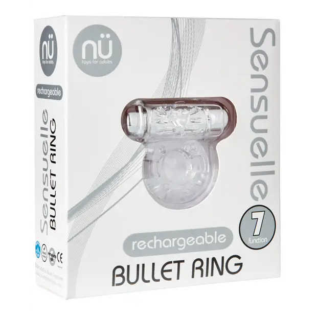Nu Sensuelle Mate Ultra Bullet Ring Cockring 7 Function - Clear - Penis Enhancement