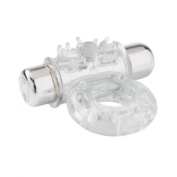 Nu Sensuelle Mate Ultra Bullet Ring Cockring 7 Function - Clear - Penis Enhancement