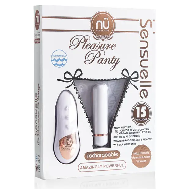 Nu Sensuelle Pleasure Panty Bullet w/Remote Control 15 Function - White - Stimulators