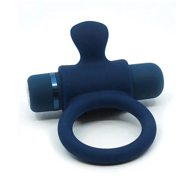 Nu Sensuelle Rev Silicone 7 Function Silicone Bullet Ring w/Flutter Tip - Navy - Penis Enhancement
