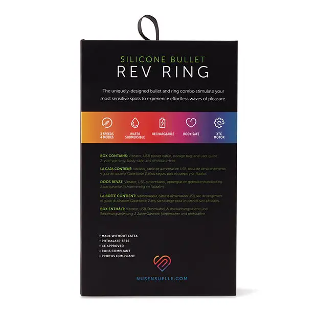 Nu Sensuelle Rev Silicone 7 Function Silicone Bullet Ring w/Flutter Tip - Navy - Penis Enhancement