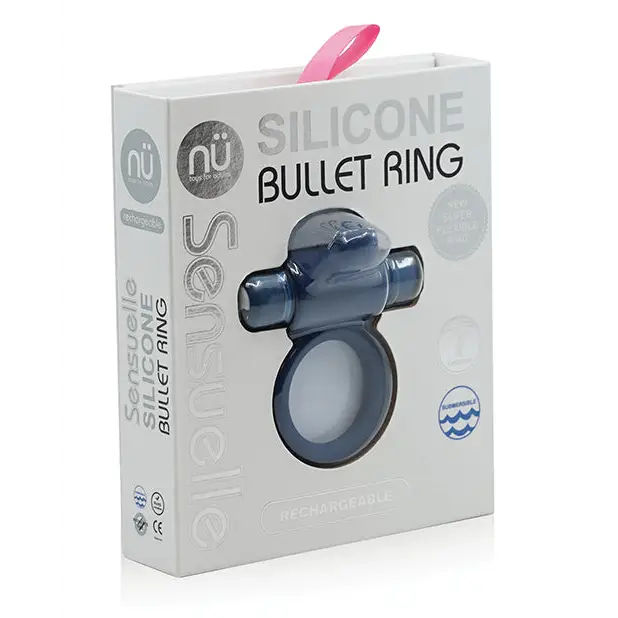 Nu Sensuelle Rev Silicone 7 Function Silicone Bullet Ring w/Flutter Tip - Navy - Penis Enhancement