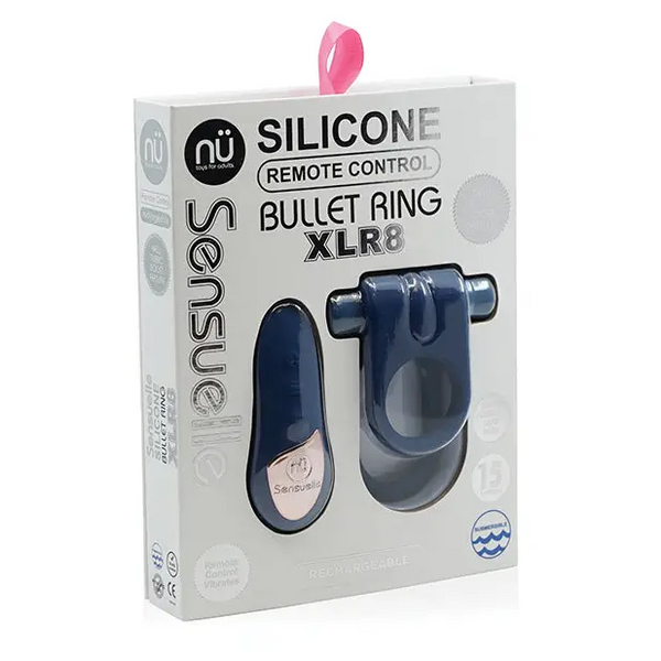 Nu Sensuelle Silicone Remote Control XLR8 Turbo Boost Bullet Ring - Navy - Penis Enhancement