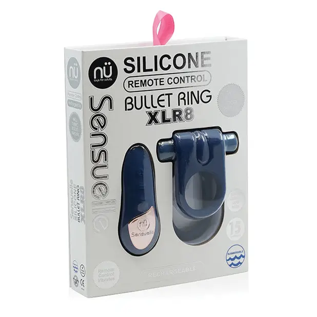 Nu Sensuelle Silicone Remote Control XLR8 Turbo Boost Bullet Ring - Navy - Penis Enhancement